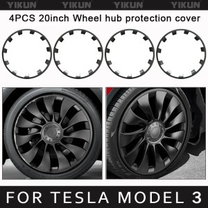 4PCS For Tesla Model 3 Accessories 20 Inch Wheel Parts Vehicle Wheel Rims Edge Protector Ring Tire Guard Strip Wheel Hub Covers