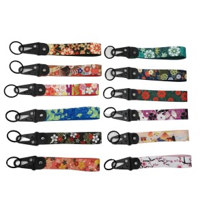 Japanese Style Key Ring Short Lanyard Kimono Pattern Graffiti Keychain Sakura JDM Key Tag Key Pendant Car Motorcycle Accessories